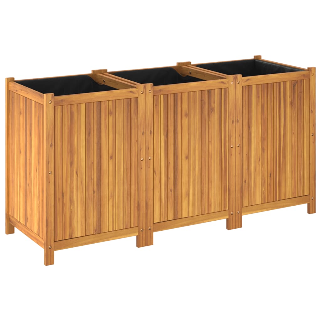 Utomhus Blomkruka Trä med foder 150x50x75 cm massivt akaciaträ