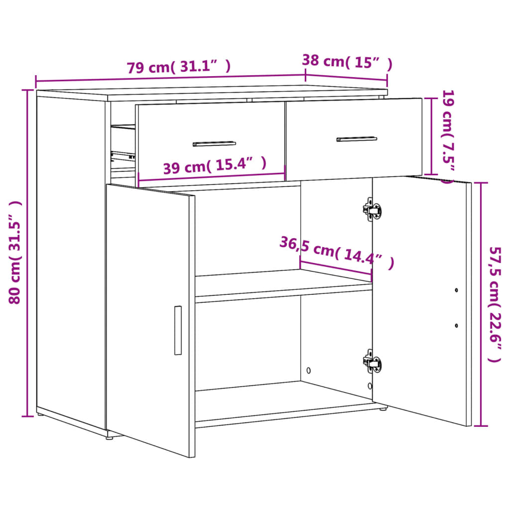 Skänk Sonoma Ek 79x38x80 cm