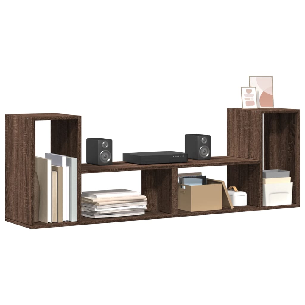 Tv-skåp 2 st brun ek 75x30x50 cm konstruerat trä