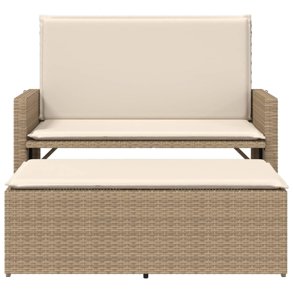Trädgårdsbänk Konstrotting med dynor och fotpall beige