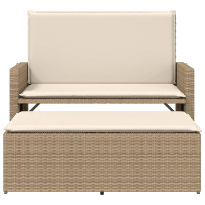 Trädgårdsbänk Konstrotting med dynor och fotpall beige