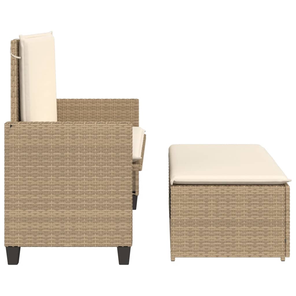 Trädgårdsbänk Konstrotting med dynor och fotpall beige