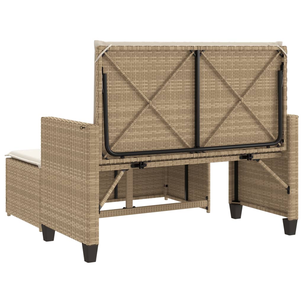 Trädgårdsbänk Konstrotting med dynor och fotpall beige