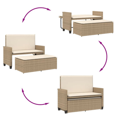 Trädgårdsbänk Konstrotting med dynor och fotpall beige
