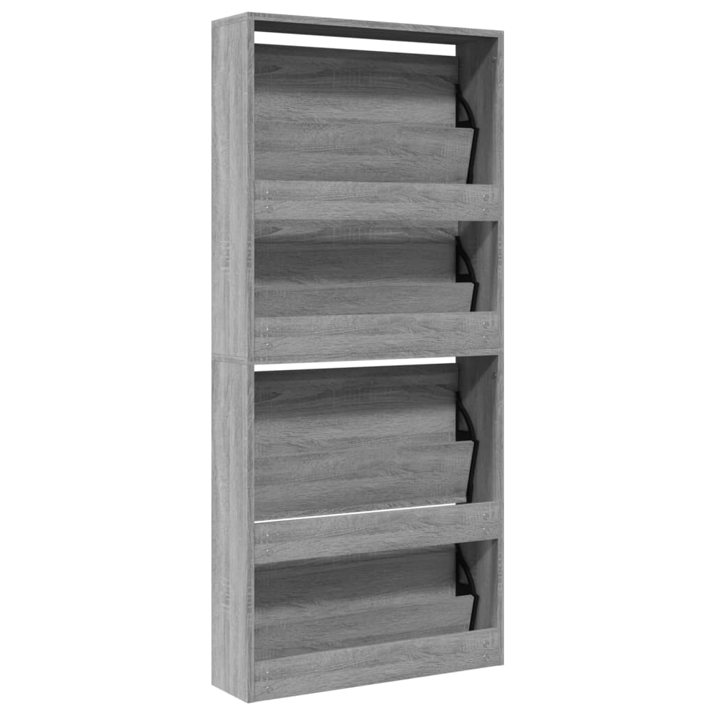 Skoställ Sonoma Grå Skoskåp med spegel 4 skåp 63x17x134 cm