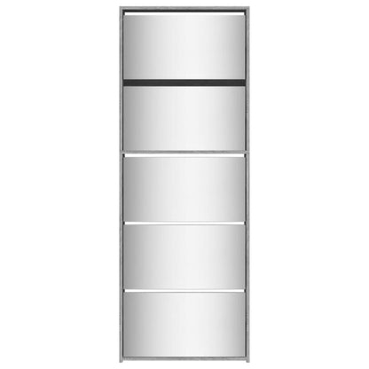 Skoställ Sonoma Grå Skoskåp med spegel 5 skåp 63x17x169,5 cm