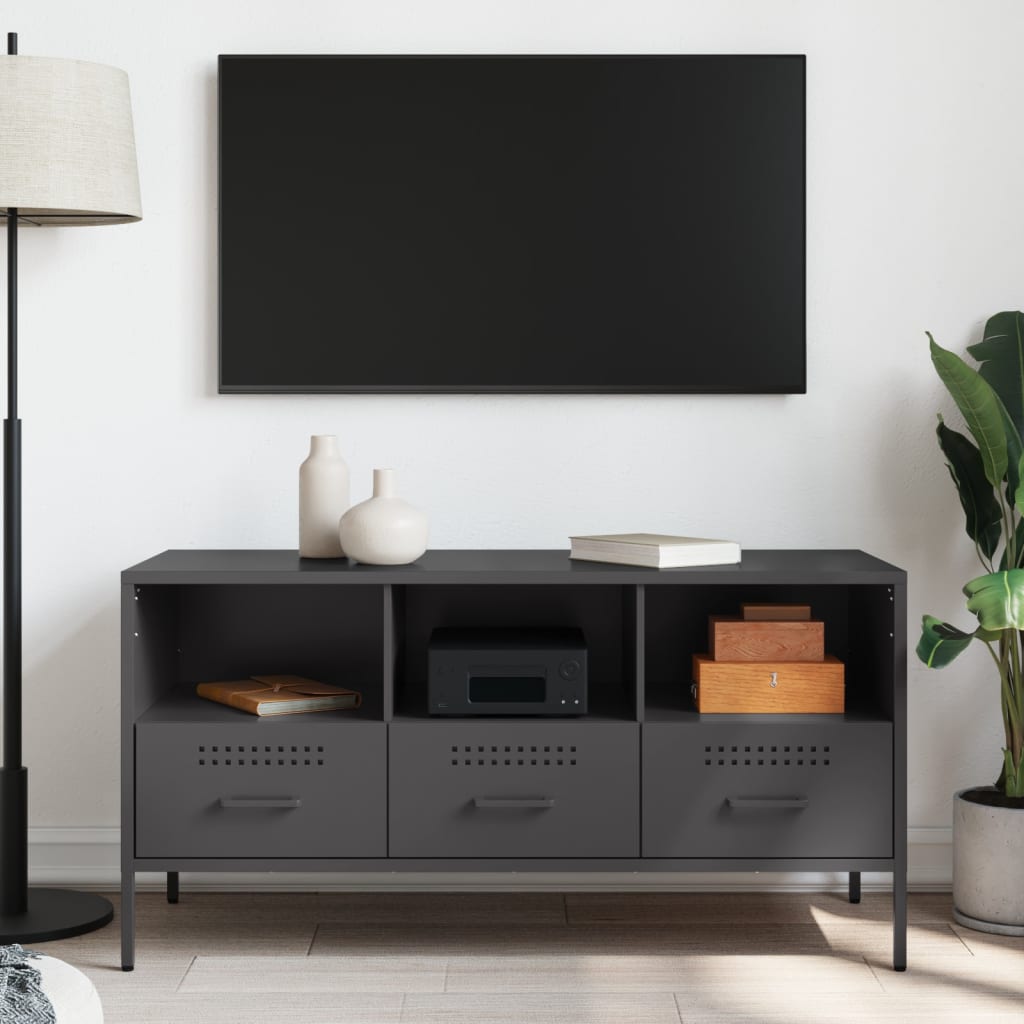 TV-Möbel Svart TV-skåp 100,5x39x50,5 cm stål