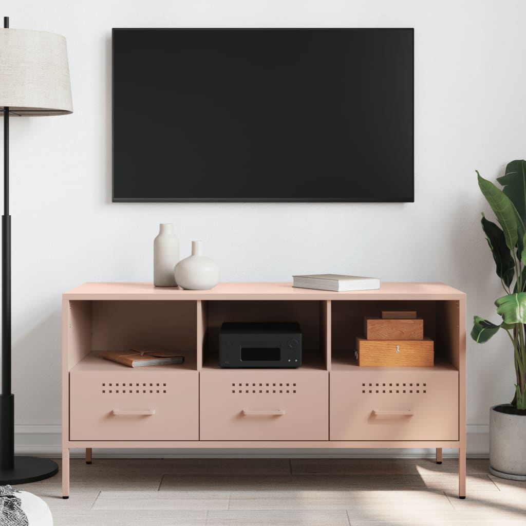 TV-Möbel DIV. TV-skåp rosa 100,5x39x50,5 cm stål