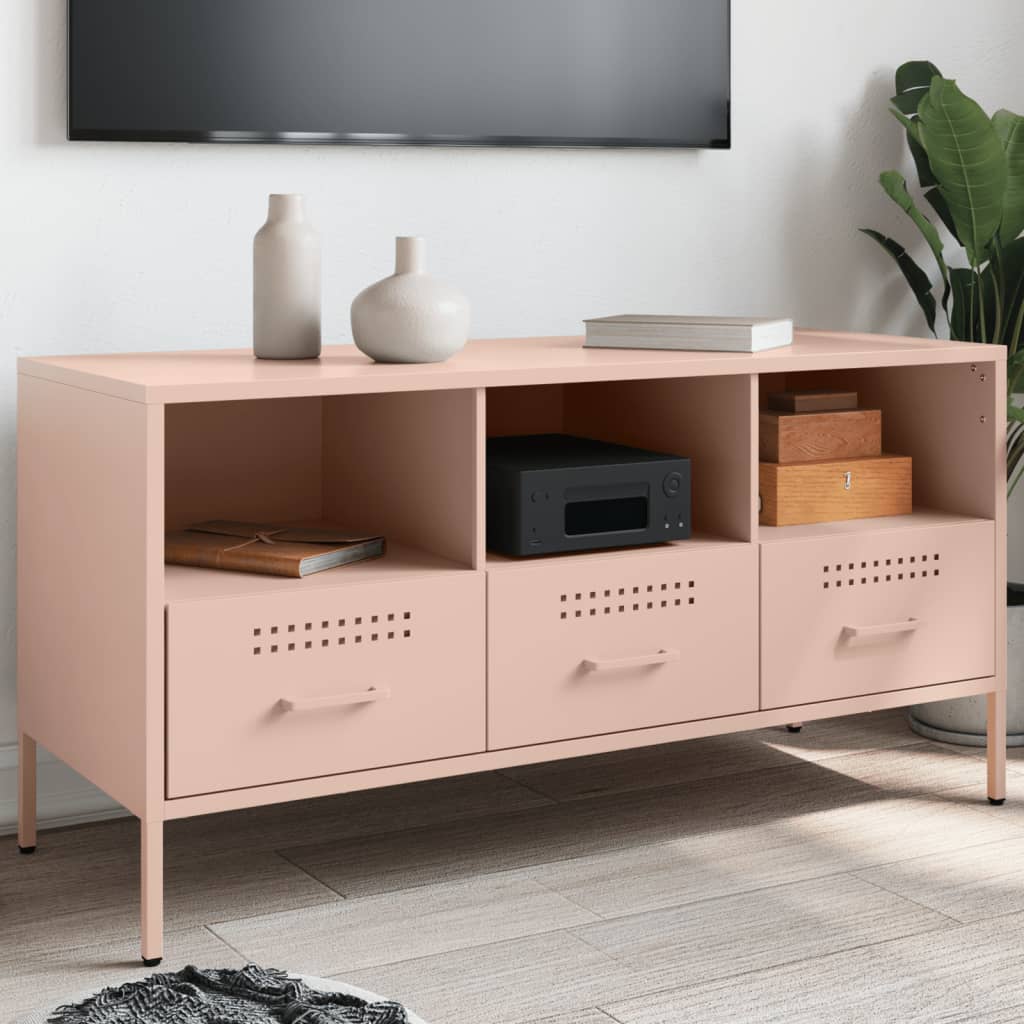 TV-Möbel DIV. TV-skåp rosa 100,5x39x50,5 cm stål