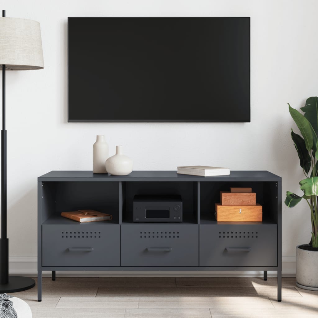 TV-Möbel DIV. TV-skåp antracit 100,5x39x50,5 cm stål