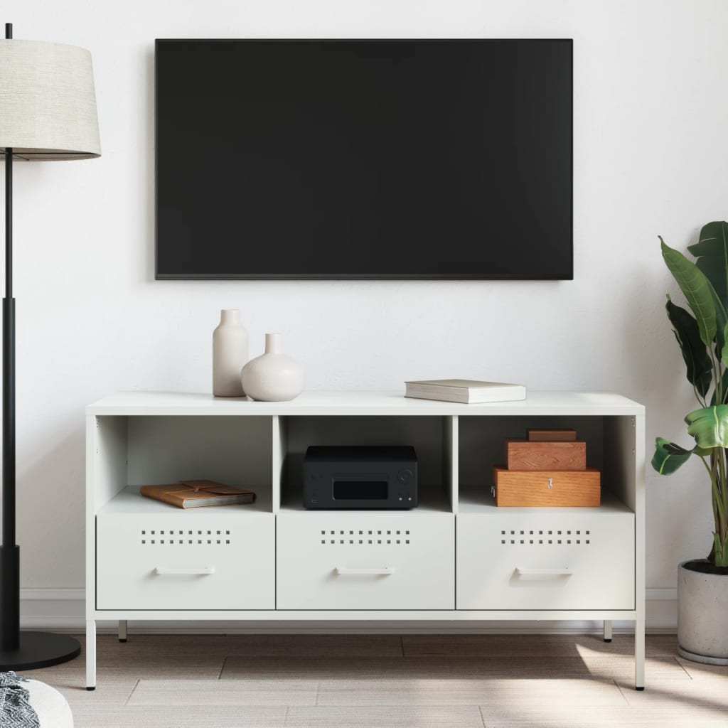 TV-Möbel DIV. Vit TV-skåp 100,5x39x50,5 cm stål