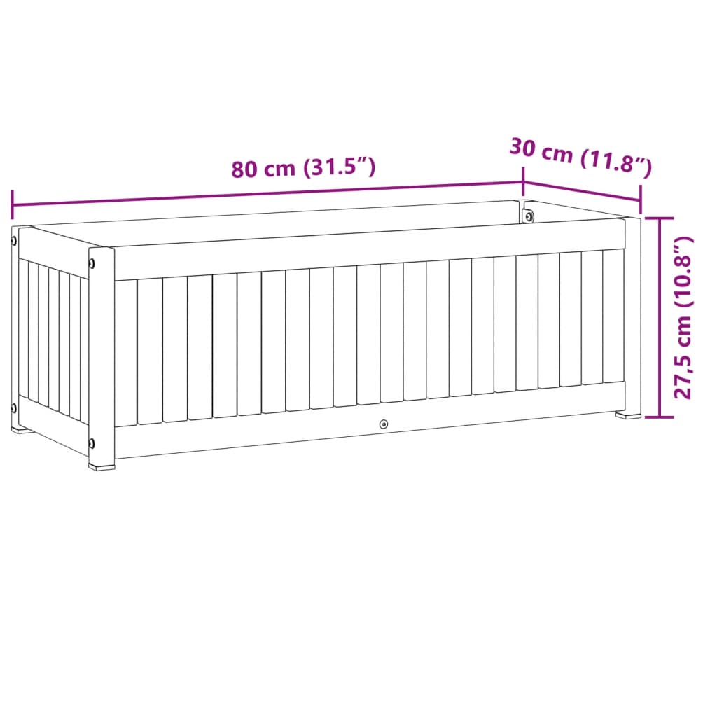 Utomhus Blomkruka Trä 80x30x27,5 cm massivt akaciaträ och stål