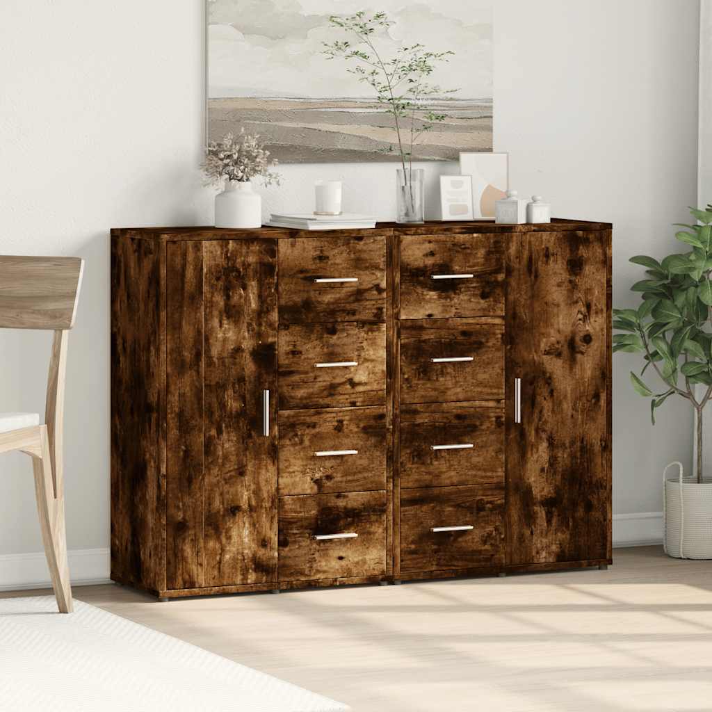 Skänkar 2 st rökfärgad ek 60x31x84 cm konstruerat trä