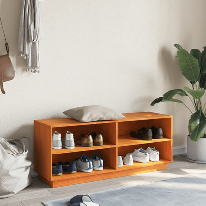 TV-Möbel Trä TV-bänk vaxbrun 110x34x45 cm massiv furu