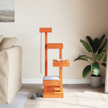 Kattmöbel vaxbrun 45,5x49x103 cm massiv furu