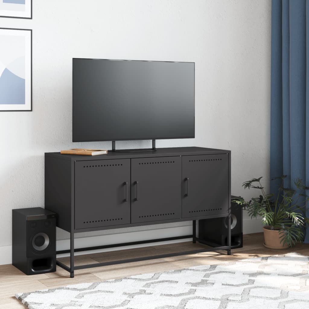 TV-Möbel Svart TV-skåp 100,5x39x60,5 cm stål