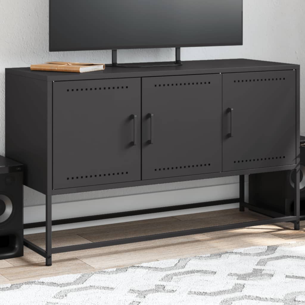 TV-Möbel Svart TV-skåp 100,5x39x60,5 cm stål