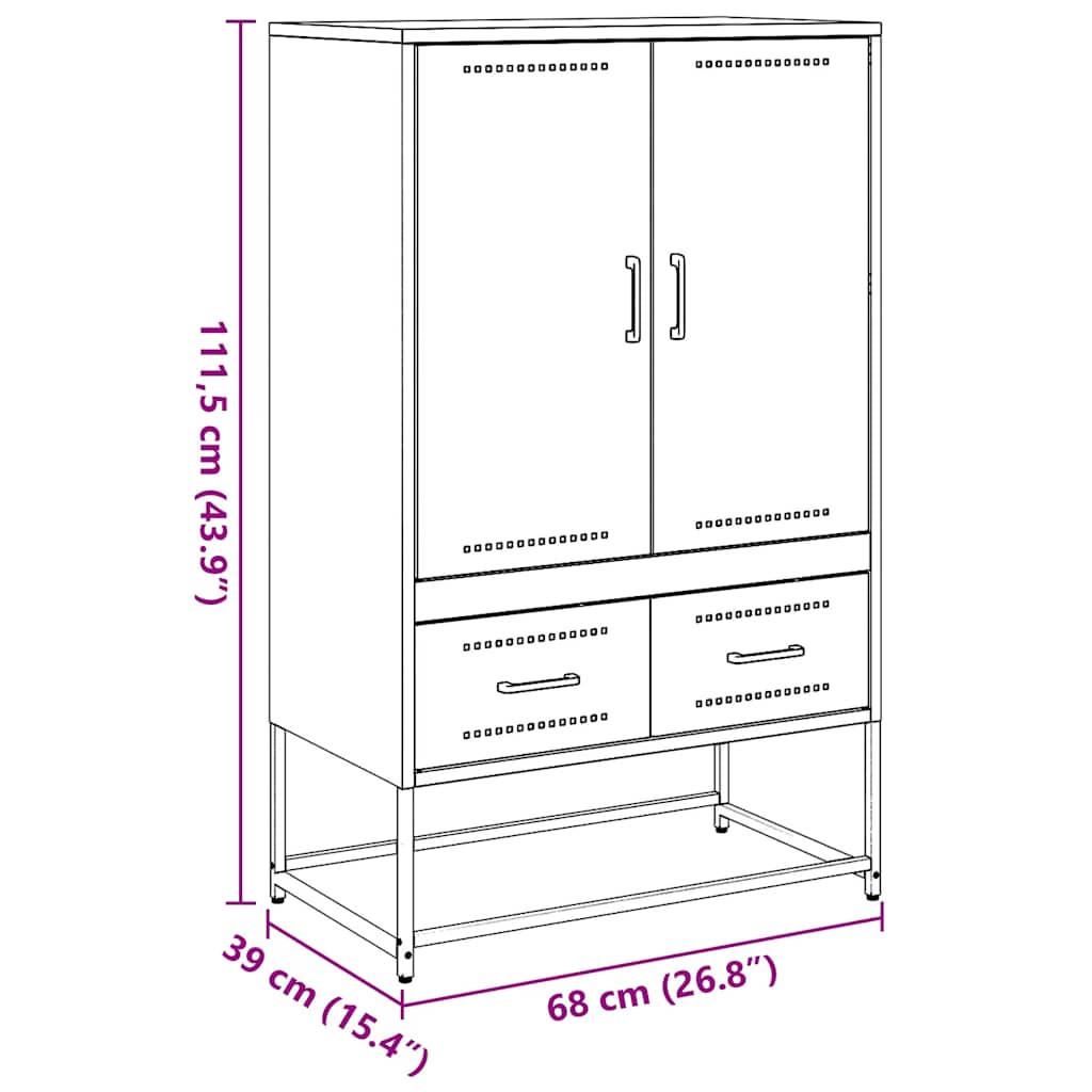 Skåp DIV. senapsgul 68x39x111,5 cm stål