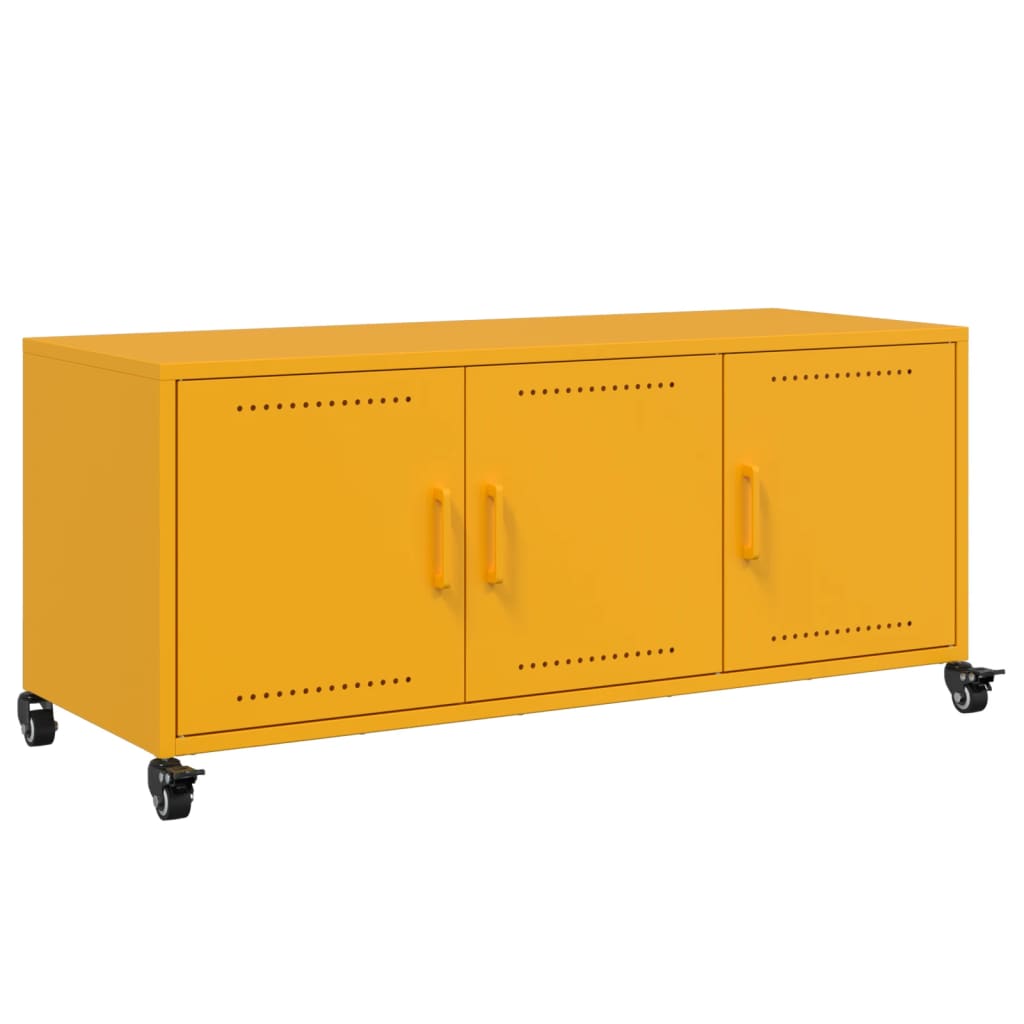 TV-Möbel DIV. TV-Bänk senapsgul 100,5x39x43,5 cm stål
