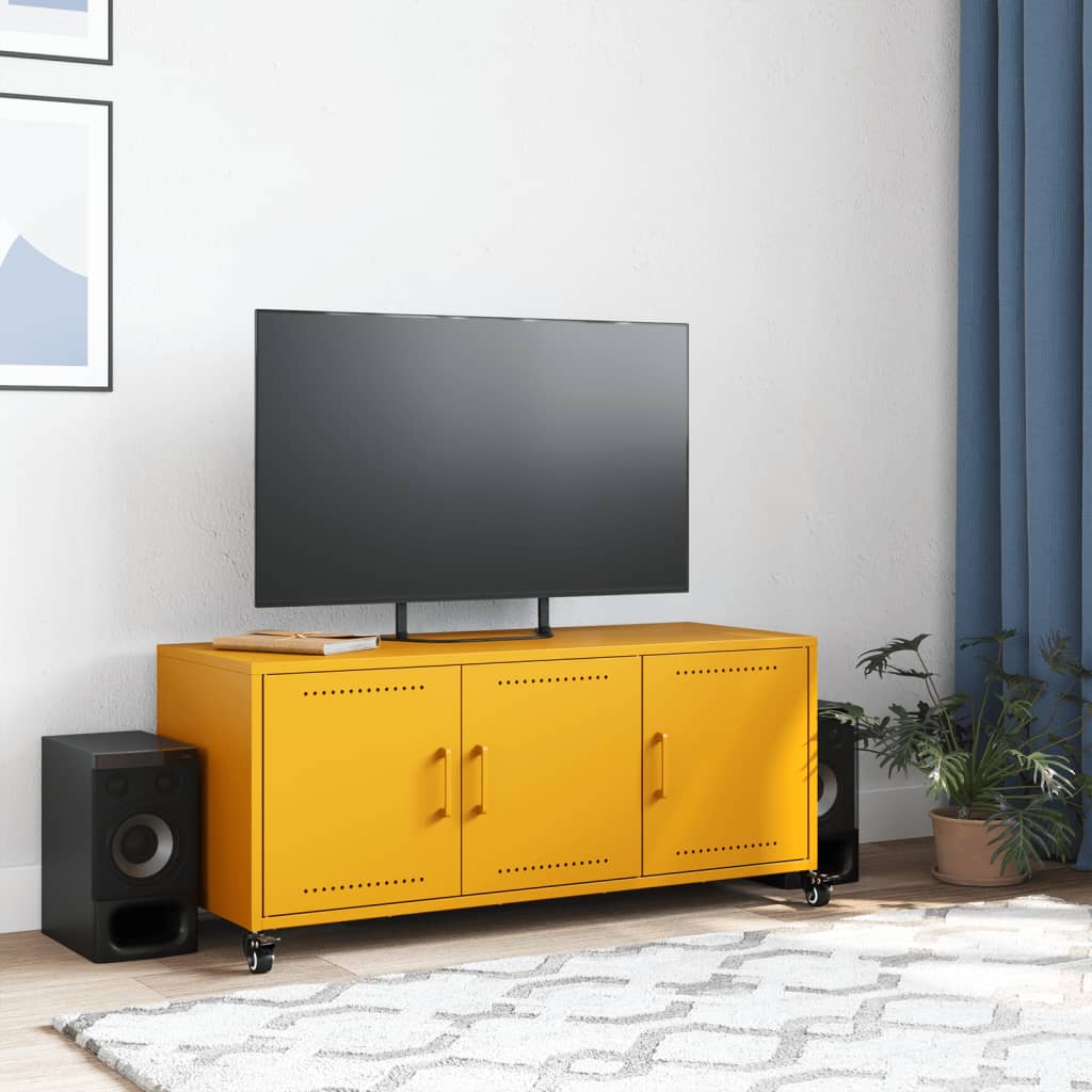 TV-Möbel DIV. TV-Bänk senapsgul 100,5x39x43,5 cm stål