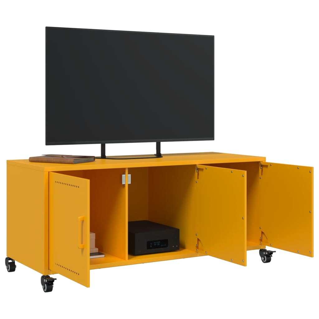 TV-Möbel DIV. TV-Bänk senapsgul 100,5x39x43,5 cm stål