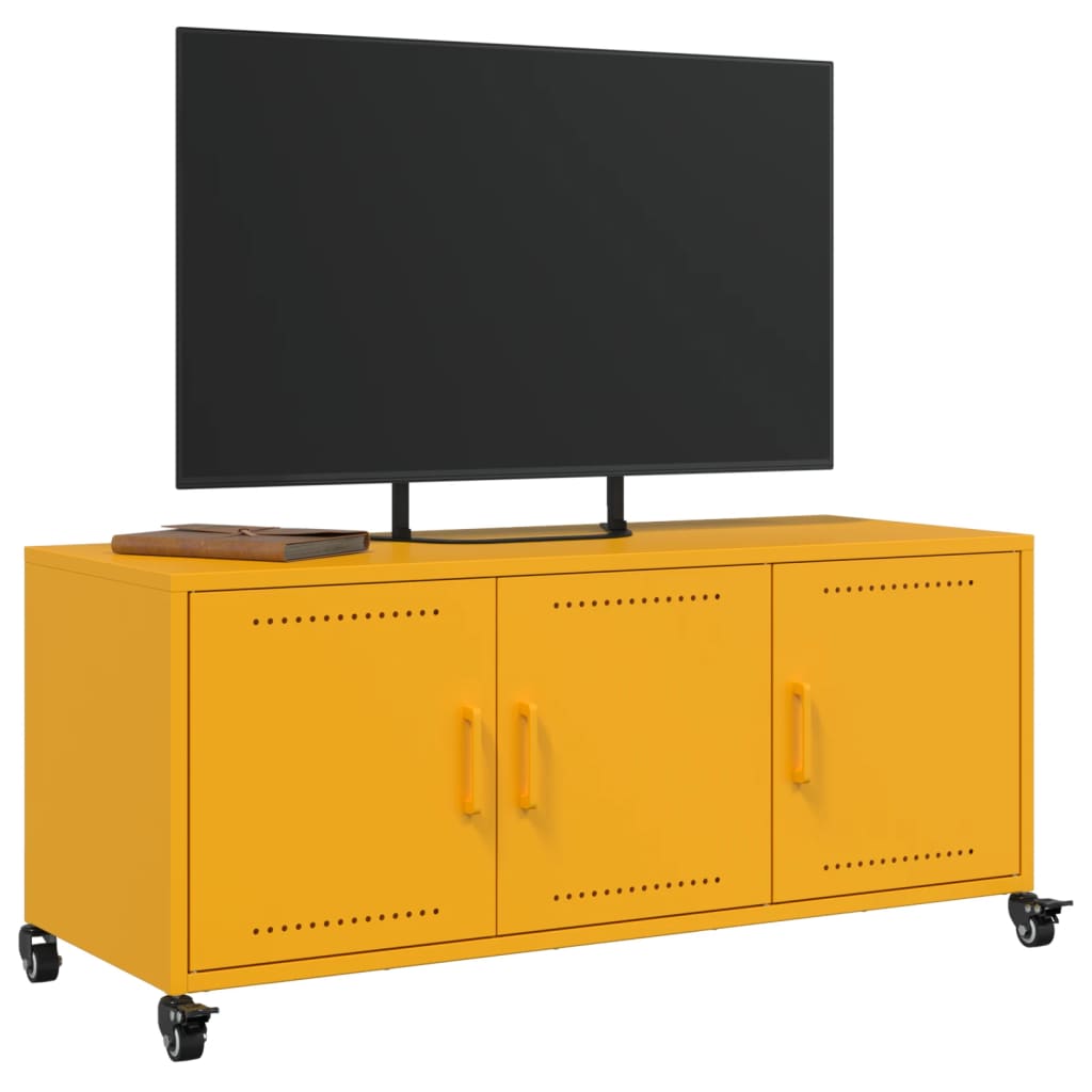 TV-Möbel DIV. TV-Bänk senapsgul 100,5x39x43,5 cm stål