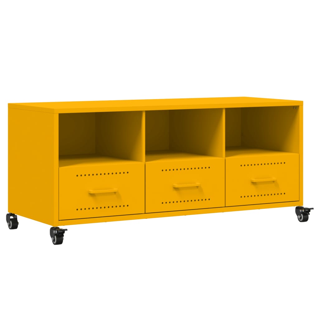 TV-Möbel DIV. TV-Bänk senapsgul 100,5x39x43,5 cm stål