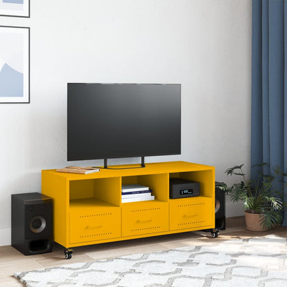 TV-Möbel DIV. TV-Bänk senapsgul 100,5x39x43,5 cm stål
