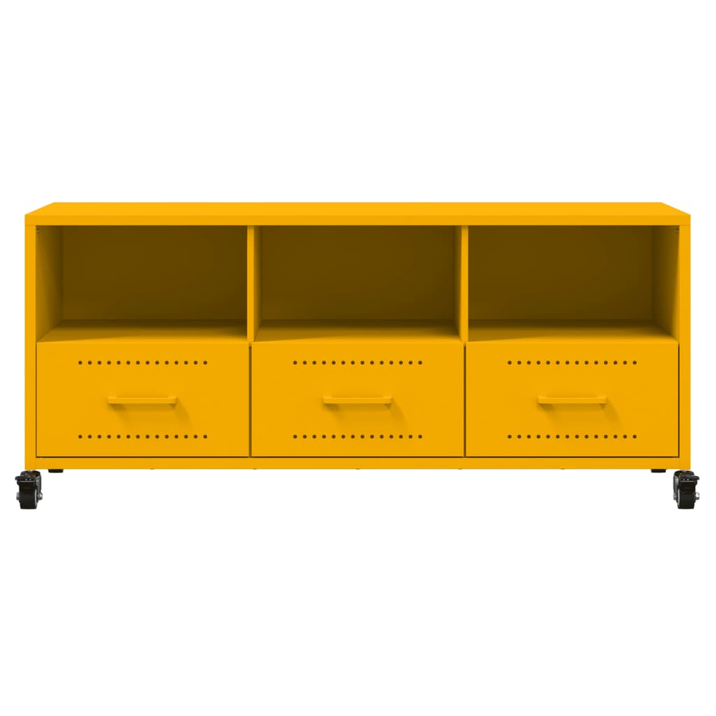 TV-Möbel DIV. TV-Bänk senapsgul 100,5x39x43,5 cm stål