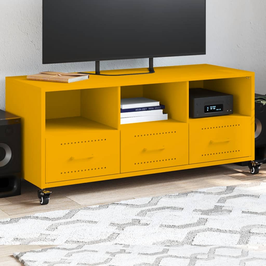 TV-Möbel DIV. TV-Bänk senapsgul 100,5x39x43,5 cm stål