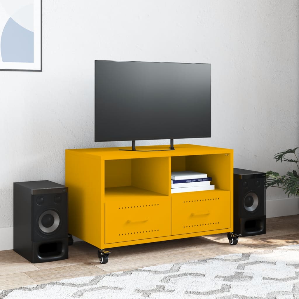 TV-Möbel DIV. TV-Bänk senapsgul 68x39x43,5 cm stål