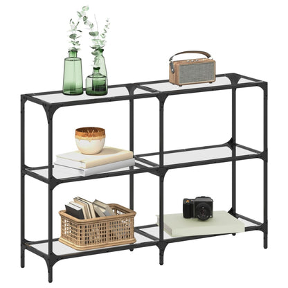 Avlastningsbord Konsollbord DIV. med transparent glasskiva 118,5x30x81 cm stål