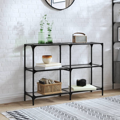 Avlastningsbord Konsollbord DIV. med transparent glasskiva 118,5x30x81 cm stål