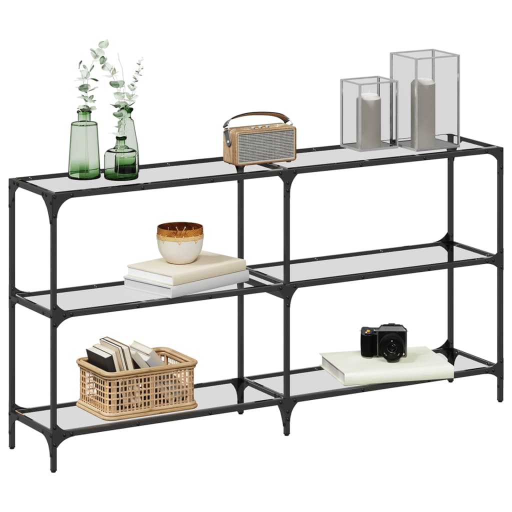 Avlastningsbord Konsollbord DIV. med transparent glasskiva 158,5x30x81 cm stål