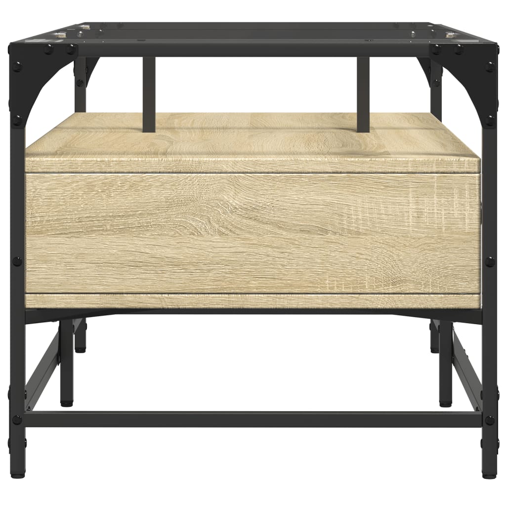 Soffbord Sonoma Ek med glasskiva 98,5x50x45 cm stål