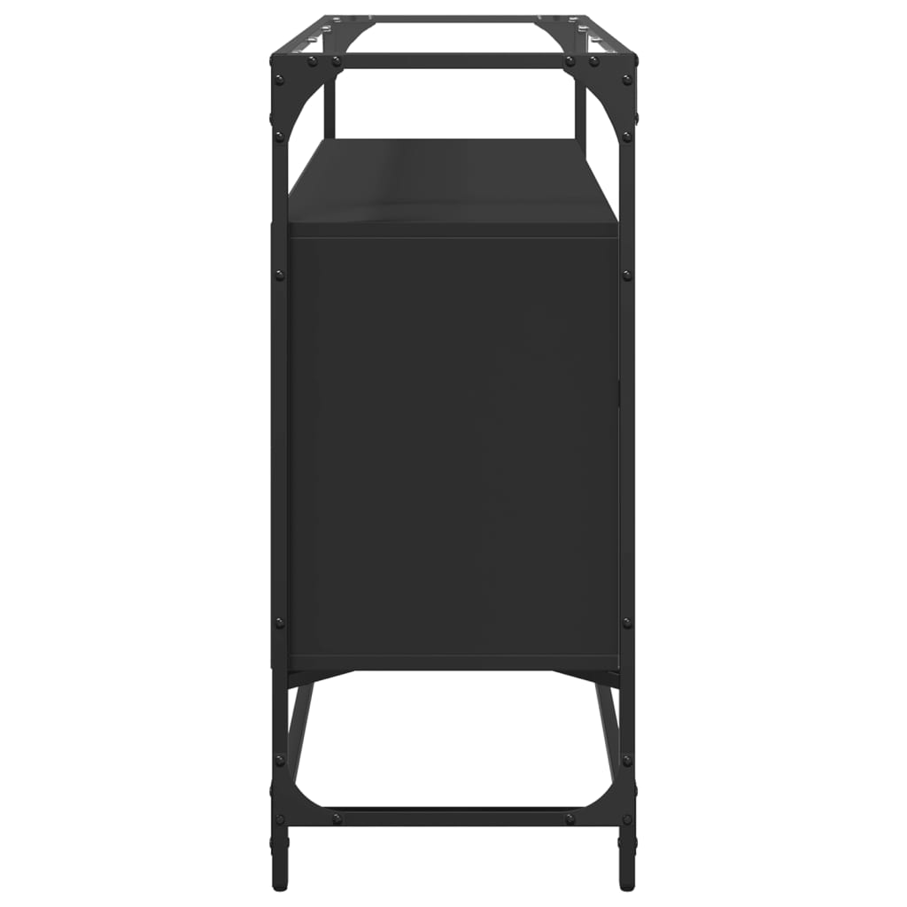 Skänk Svart med glasskiva 98x35x81 cm