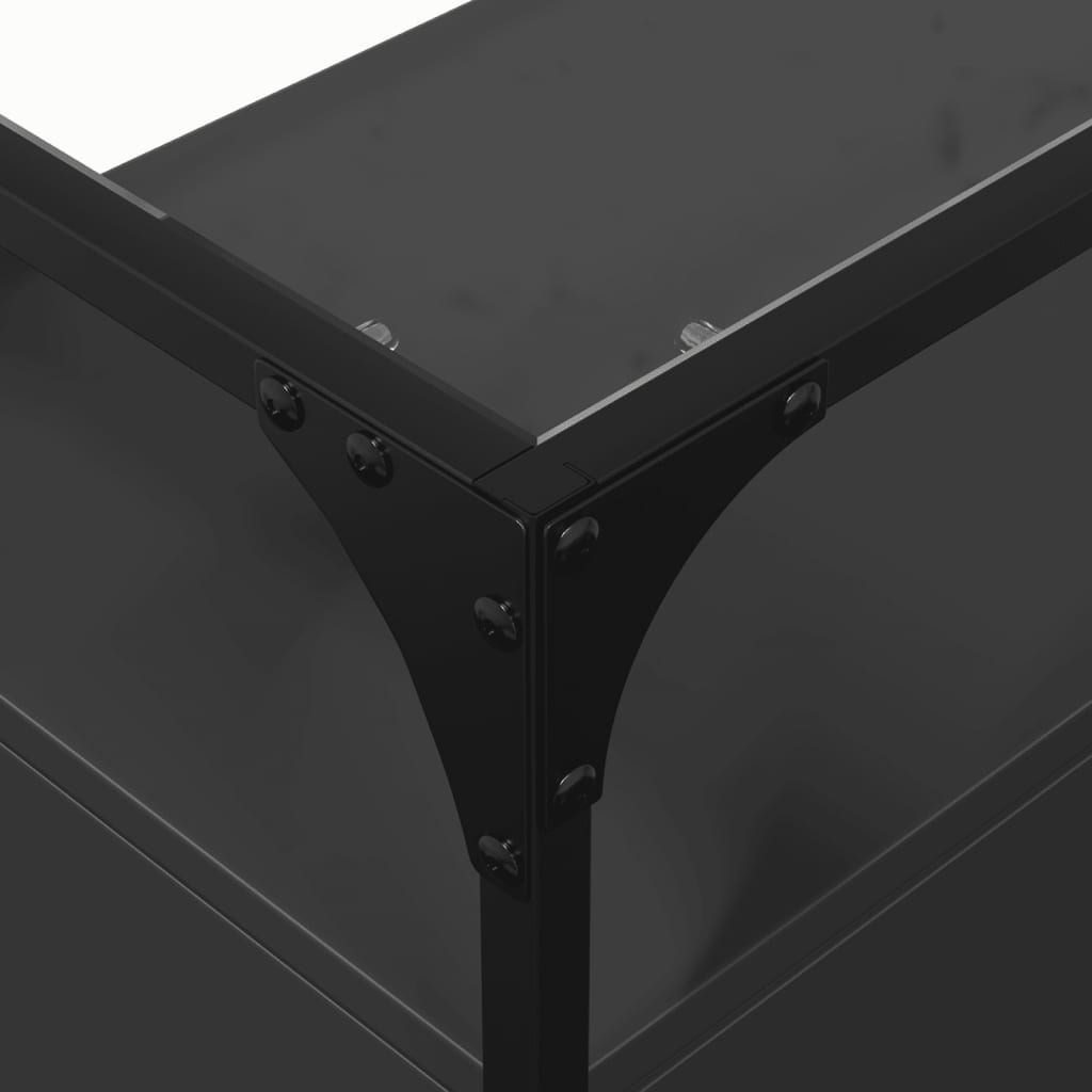 Skänk Svart med glasskiva 98x35x81 cm