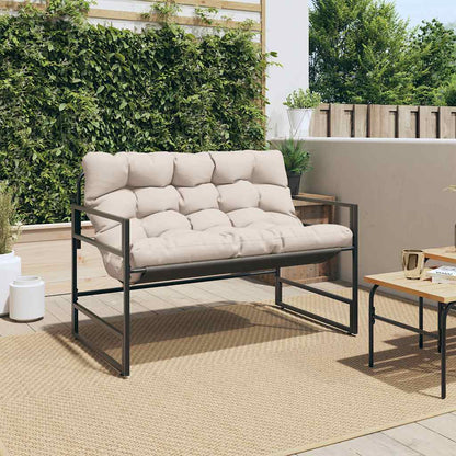 Trädgårdssoffa med dyna taupe 113 cm stål