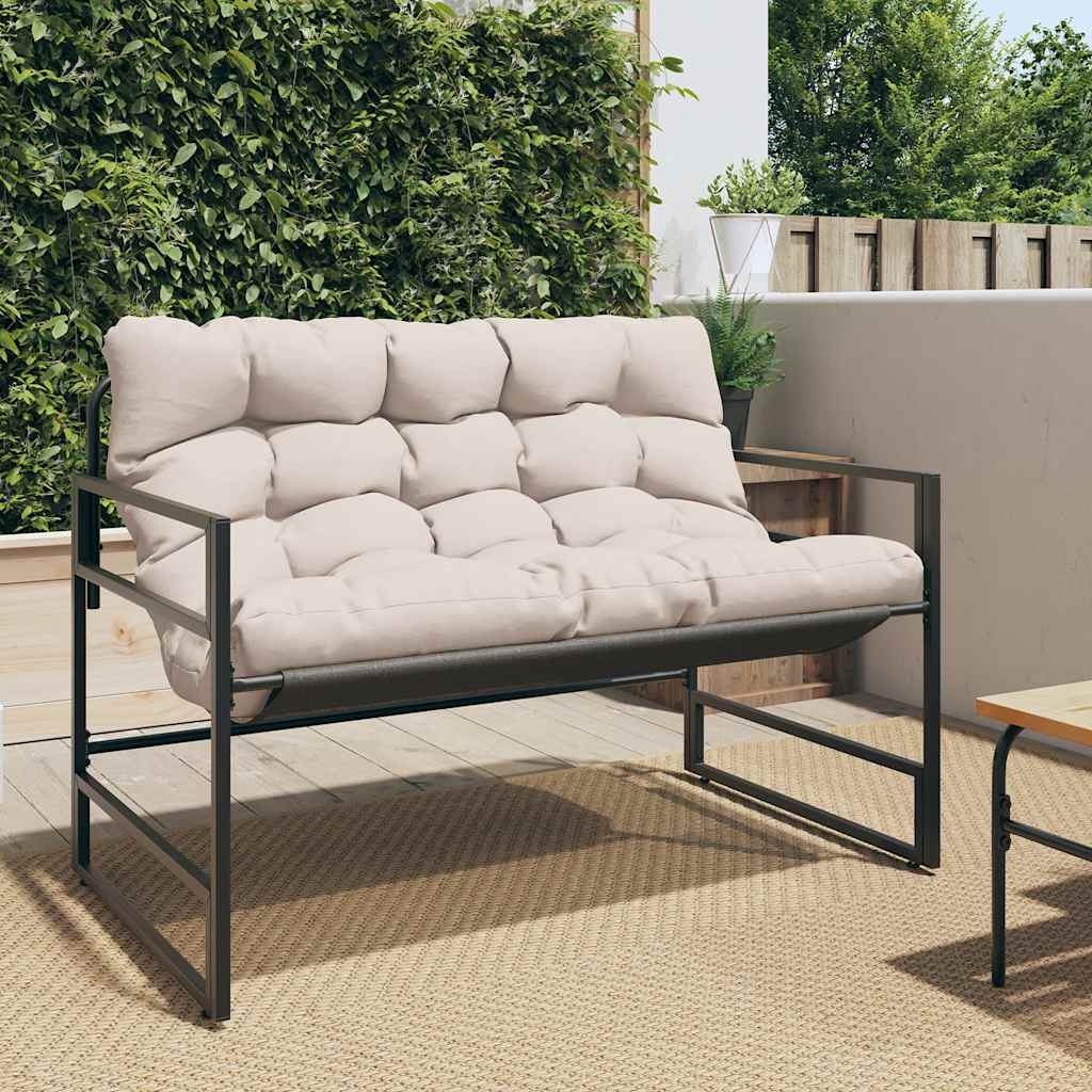 Trädgårdssoffa med dyna taupe 113 cm stål