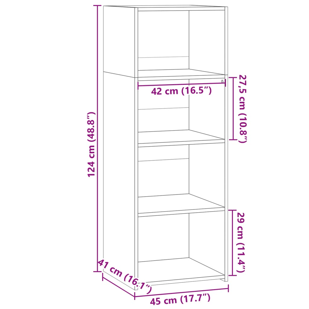 Bokhylla Sonoma Ek 45x41x124 cm