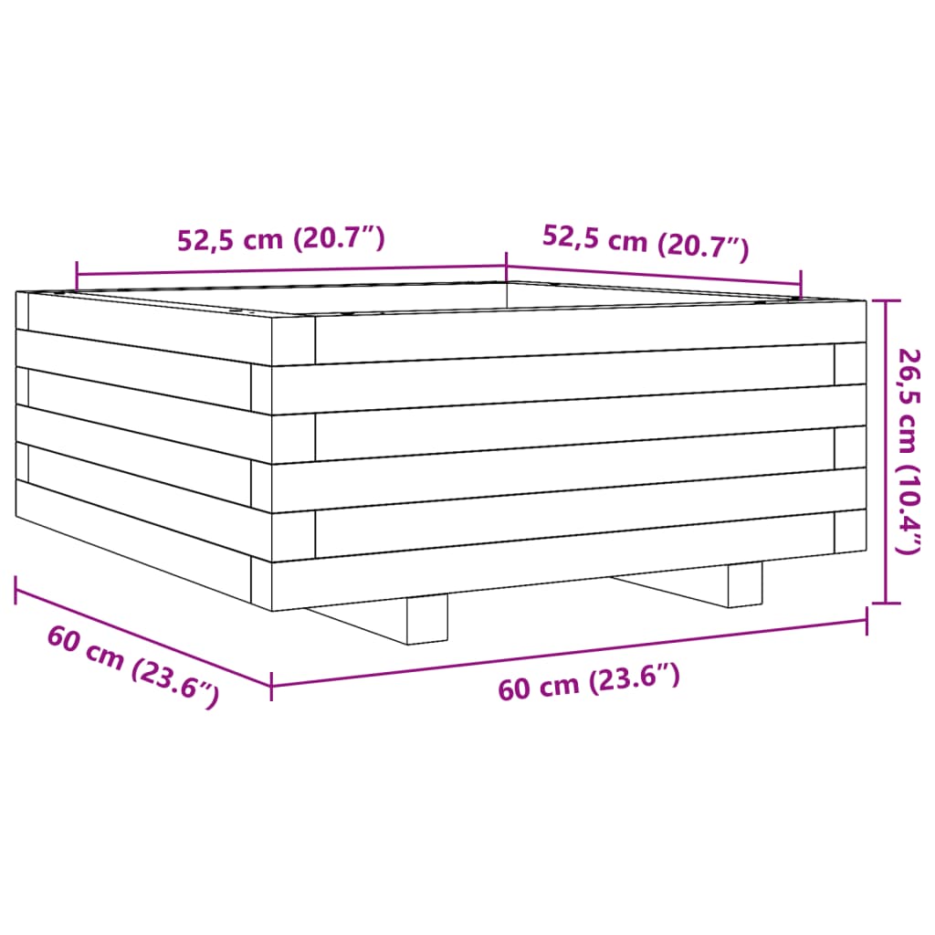 Utomhus Blomkruka Trä 60x60x26,5 cm massivt furuträ