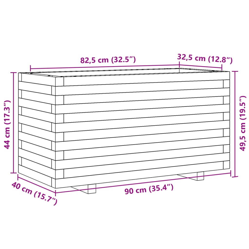 Utomhus Blomkruka Trä 90x40x49,5 cm massivt furuträ