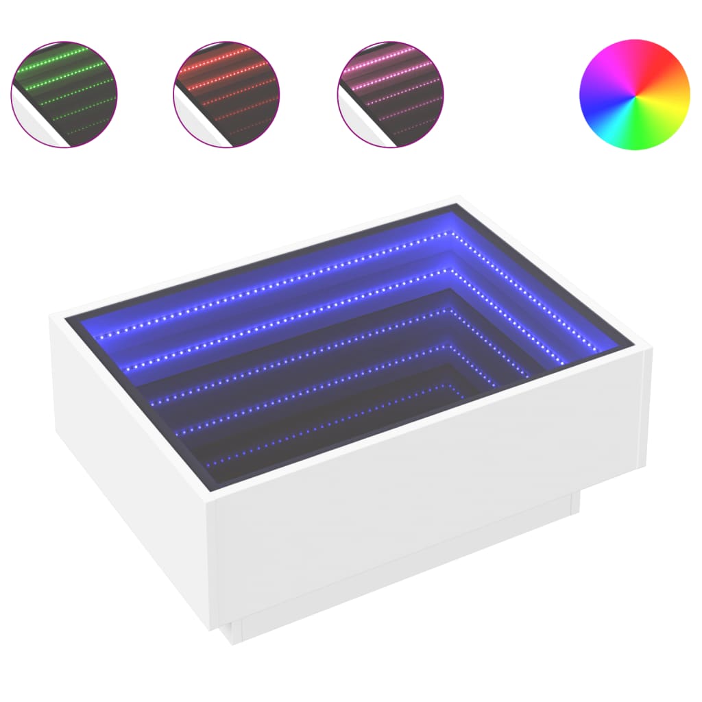 Soffbord Vit LEDs 70x50x30 cm