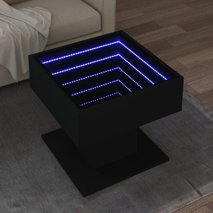Soffbord Svart LEDs 50x50x45 cm