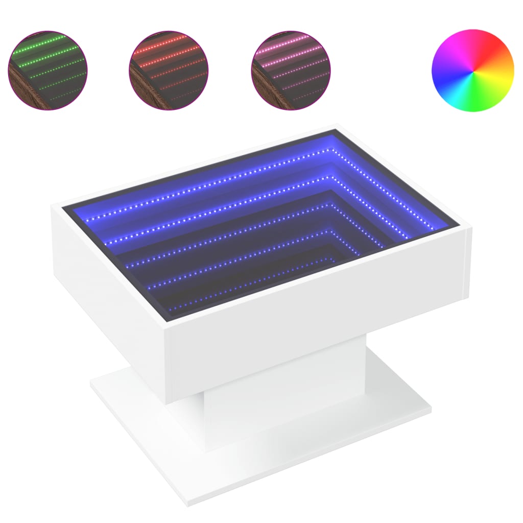 Soffbord Vit LEDs 70x50x45 cm