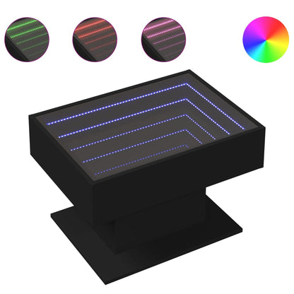 Soffbord Svart LEDs 70x50x45 cm