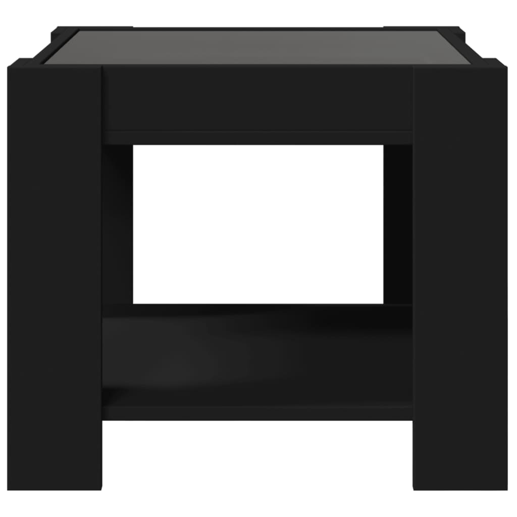Soffbord Svart LEDs 53x53x45 cm