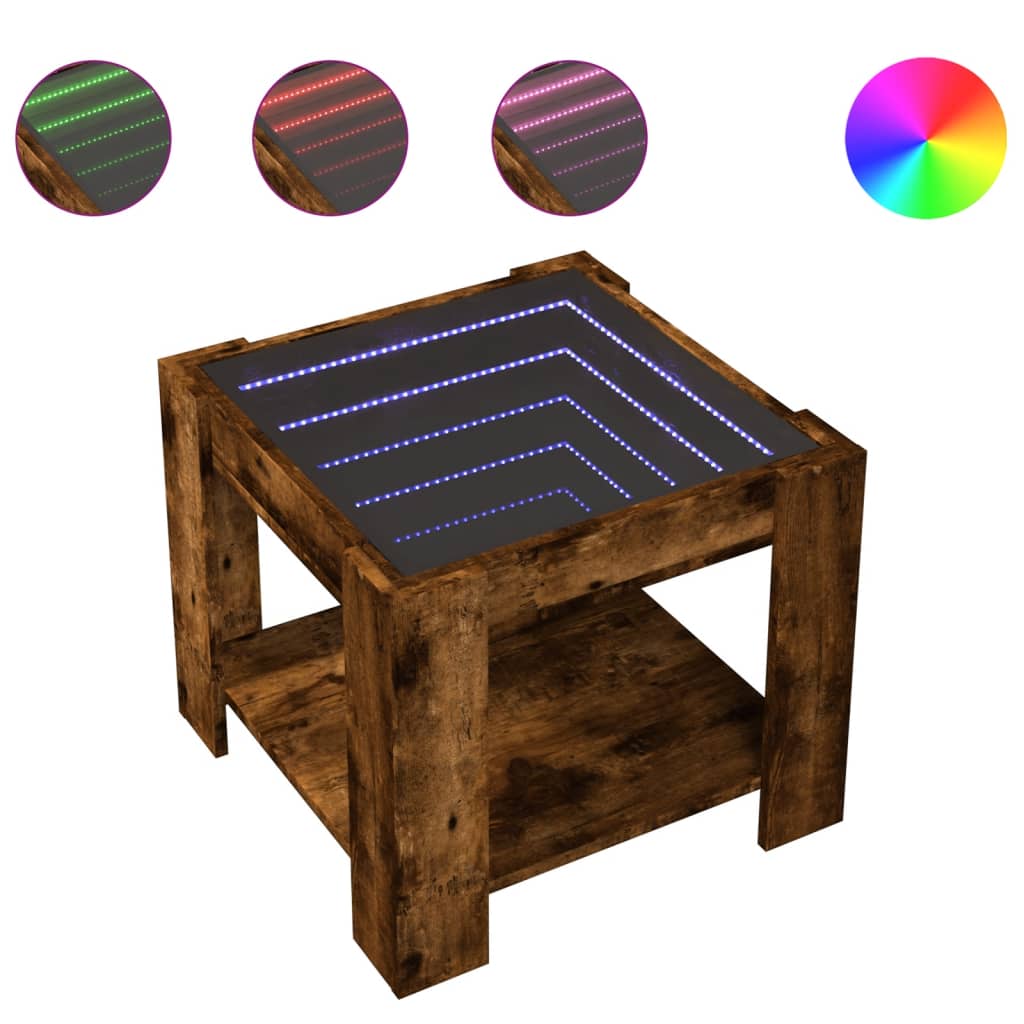 Soffbord Rökfärgad Ek LEDs 53x53x45 cm