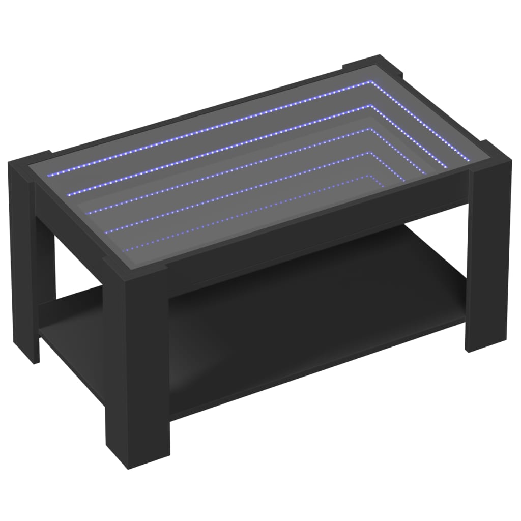 Soffbord Svart LEDs 93x53x45 cm