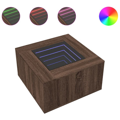 Soffbord Brun Ek LEDs 60x60x40 cm